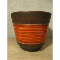 Vintage retro bloempot oranje bruin