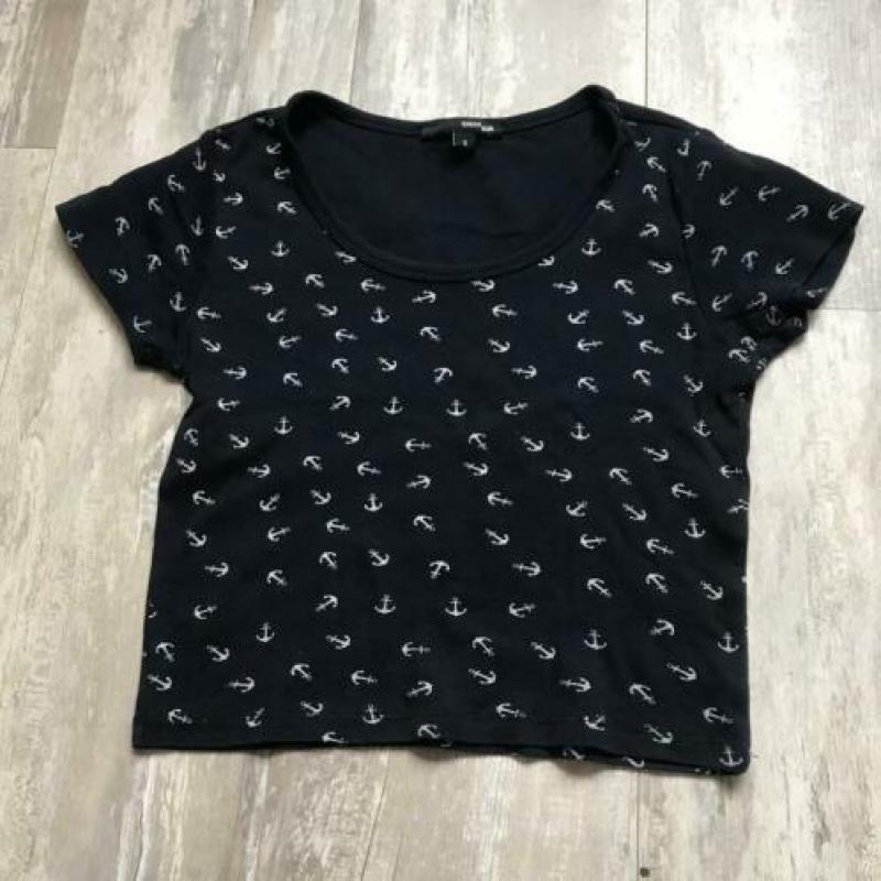 Croptop donkerblauw ankers | Tally Weijl | Maat S (36)