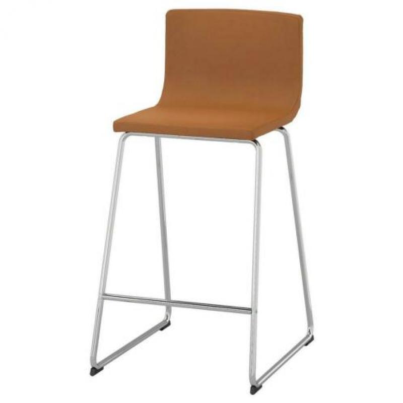 2x Ikea Bernhard barkruk leer met rugleuning NIEUW!