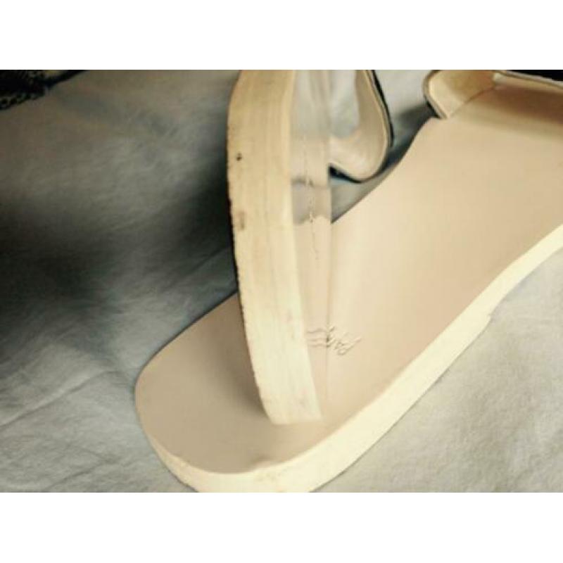 Patrizia Pepe leren slippers wit/zwart mt 39