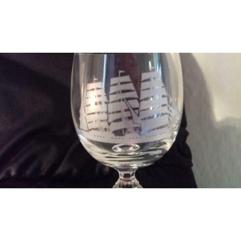 Sail Amsterdam 6 wijnglazen kristal vintage