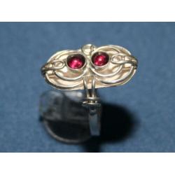 Schitterende Modernistische Zilver & Granaat Design Ring