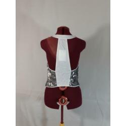 2x Gilet met zilveren pailletten, Just B. mt 40