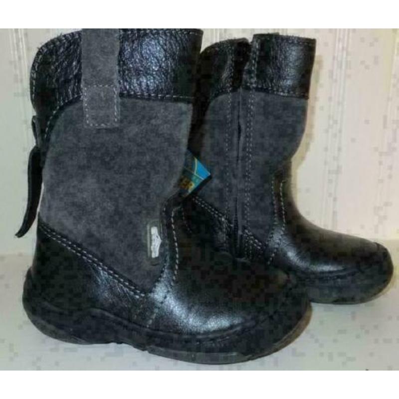 DR VISSER grijs leer/suede laarsje mt 21