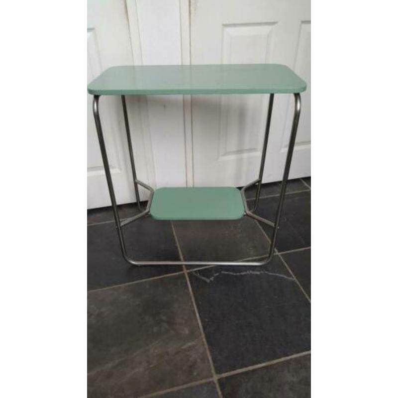 Leuk vintage bauhaus stijl retro Bijzettafeltje/plantentafel