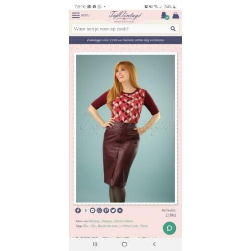 Le Pep wijnrode pencil skirt maat s