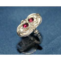 Schitterende Modernistische Zilver & Granaat Design Ring