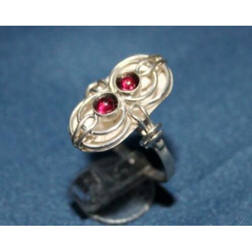 Schitterende Modernistische Zilver & Granaat Design Ring