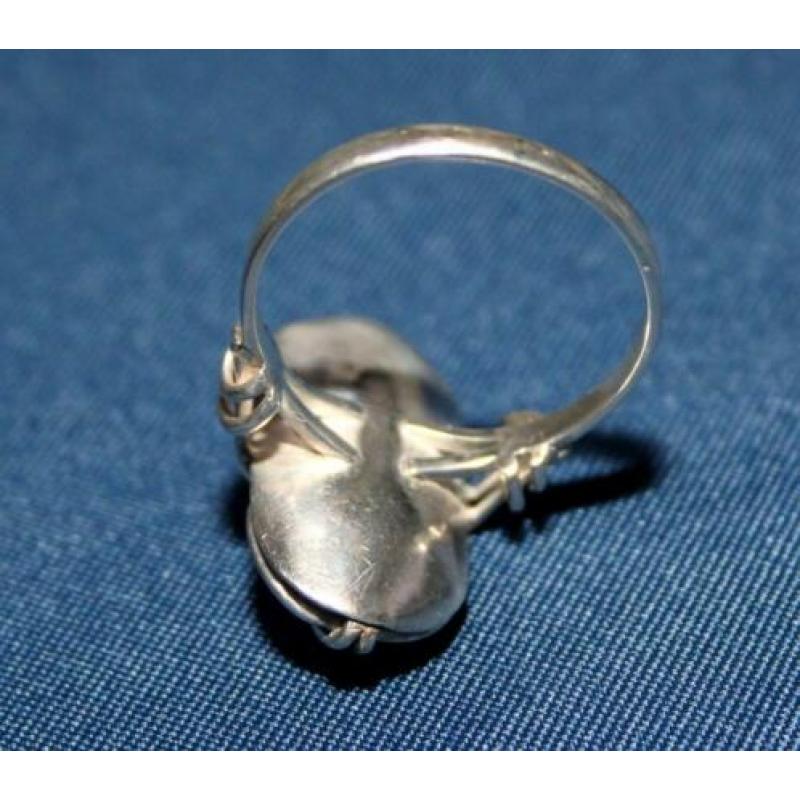 Schitterende Modernistische Zilver & Granaat Design Ring