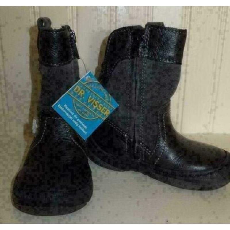 DR VISSER grijs leer/suede laarsje mt 21