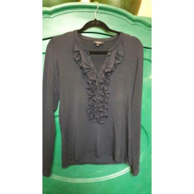 Donker blauwe stretch blouse/top van Claudia Strater maat 36