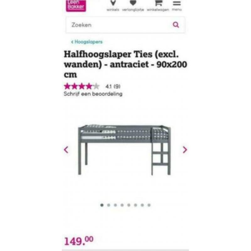 Halfhoogslaper Ties antraciet ECHT ALS NIEUW!