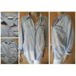 AMBIKA lichtblauwe aparte blouse L