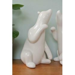 vintage 22cm hoge gestileerde beren BEELDEN groot porselein