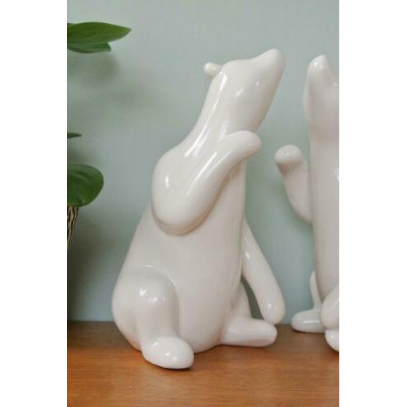 vintage 22cm hoge gestileerde beren BEELDEN groot porselein