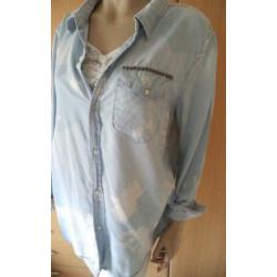 AMBIKA lichtblauwe aparte blouse L