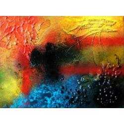 Abstract onbewoond eiland met zon, planten, en zee. 3d geel