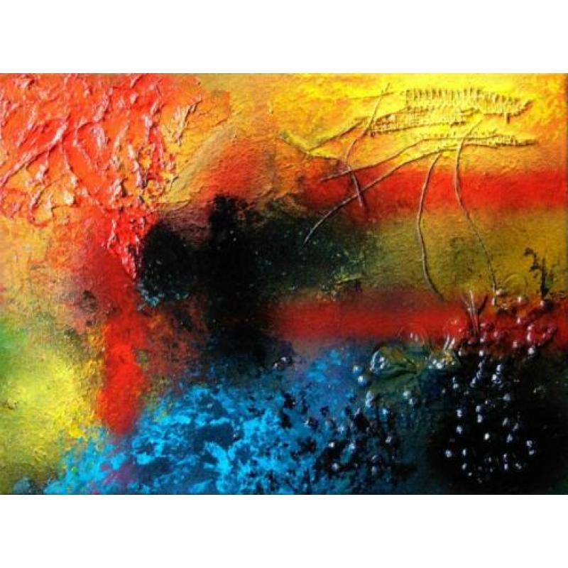 Abstract onbewoond eiland met zon, planten, en zee. 3d geel