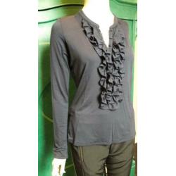 Donker blauwe stretch blouse/top van Claudia Strater maat 36