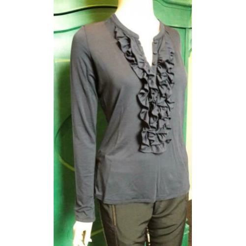 Donker blauwe stretch blouse/top van Claudia Strater maat 36