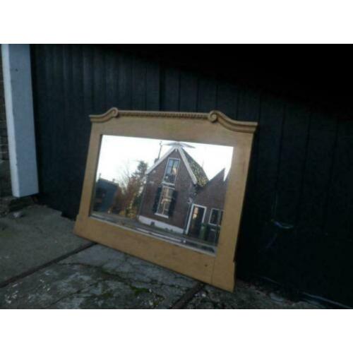 Grote SPIEGEL WANDSPIEGEL 91 cm verguld facetgeslepen antiek