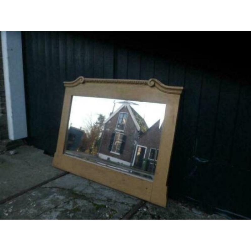 Grote SPIEGEL WANDSPIEGEL 91 cm verguld facetgeslepen antiek