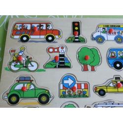 Reuze knopjes puzzel "thema verkeer" (45x 35cm)