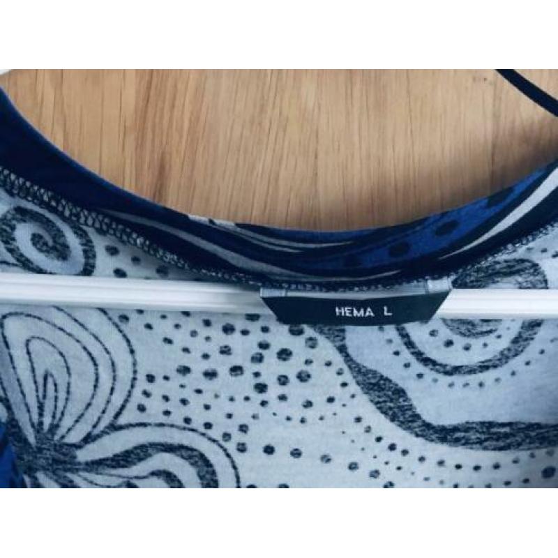 Set Hema jurk + vest blauw met lichtgrijs 42 L