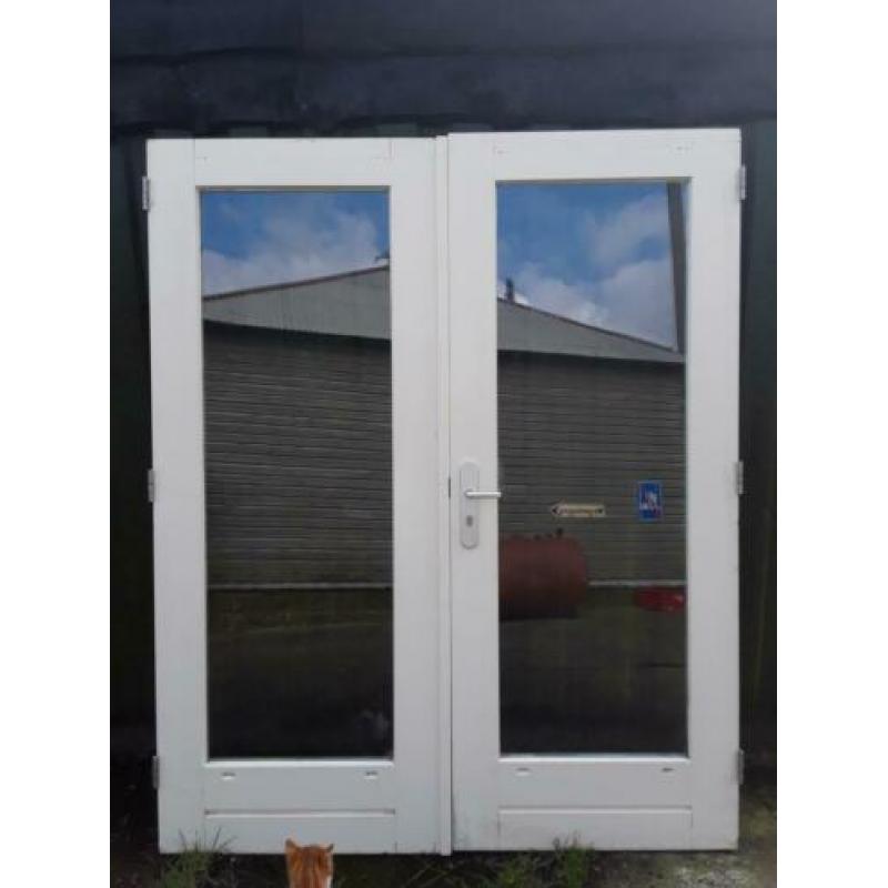 Openslaande tuindeuren 210cm hg 172 cm br hardhout dubbel gl