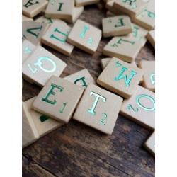 3 sets houten letters - scrabble - unieke kleuren