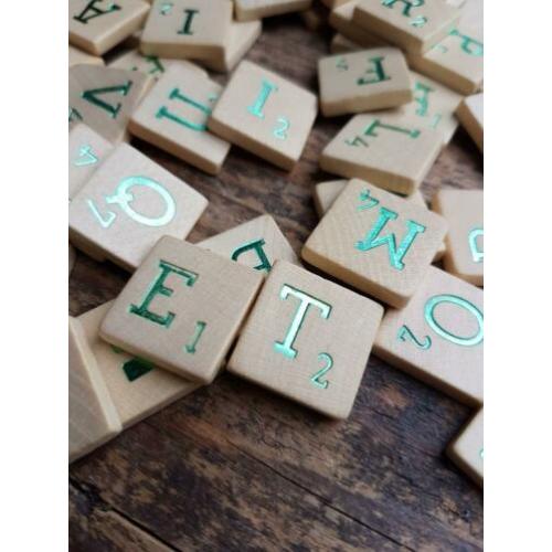 3 sets houten letters - scrabble - unieke kleuren
