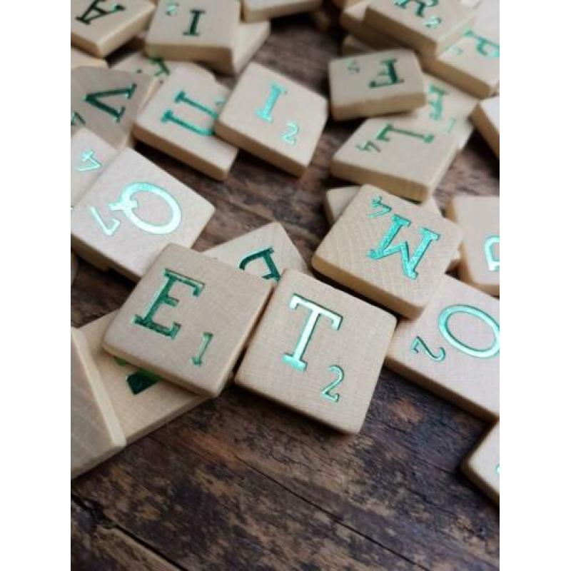 3 sets houten letters - scrabble - unieke kleuren