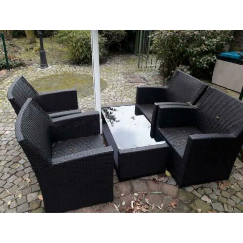 tuinset (antraciet) 4 stoelen en tafel