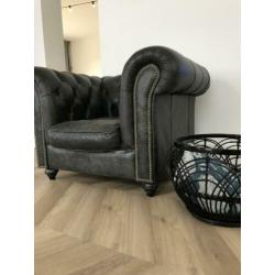 Chesterfield stoel / leren / zwarte / fauteuil / vintage /