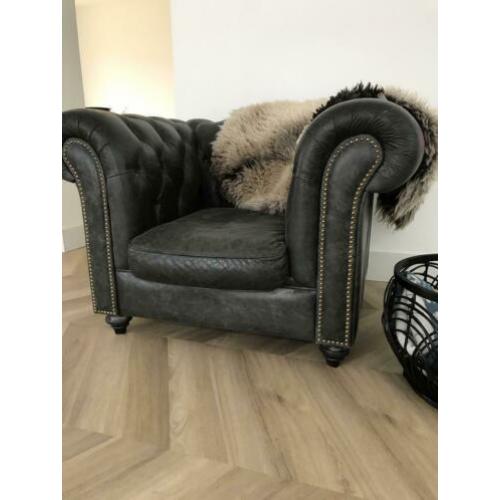 Chesterfield stoel / leren / zwarte / fauteuil / vintage /