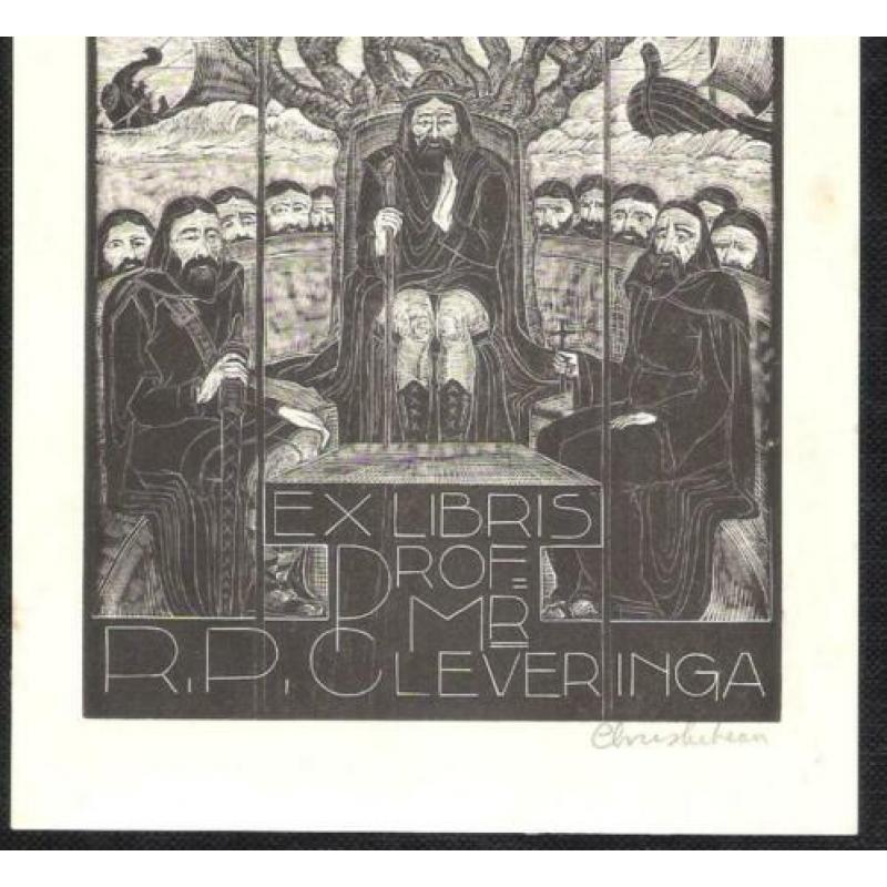 Exlibris Chris Lebeau voor Prof.Mr. R.P. Cleveringa