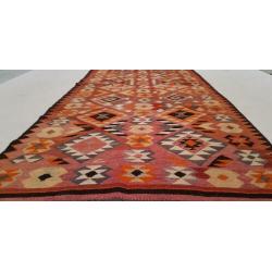 Vintage kelim kleed loper 425x128 cm vloerkleed tapijt kelim