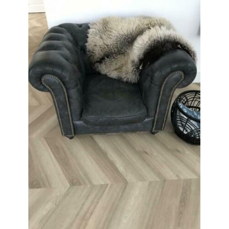 Chesterfield stoel / leren / zwarte / fauteuil / vintage /