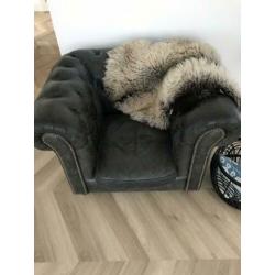 Chesterfield stoel / leren / zwarte / fauteuil / vintage /