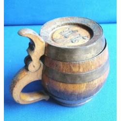 Vintage eiken houten bierpul bier ton met initialen