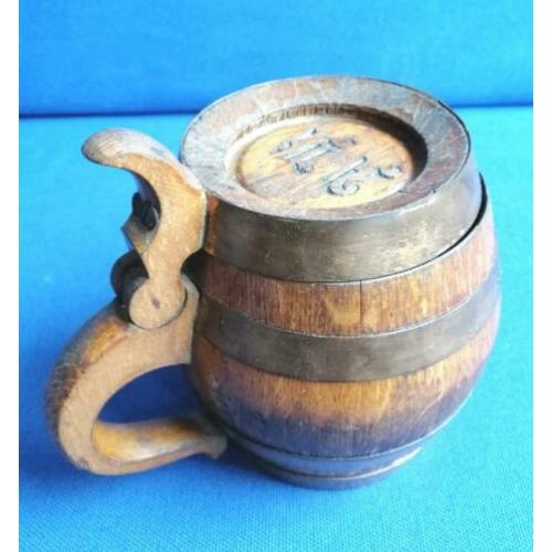 Vintage eiken houten bierpul bier ton met initialen