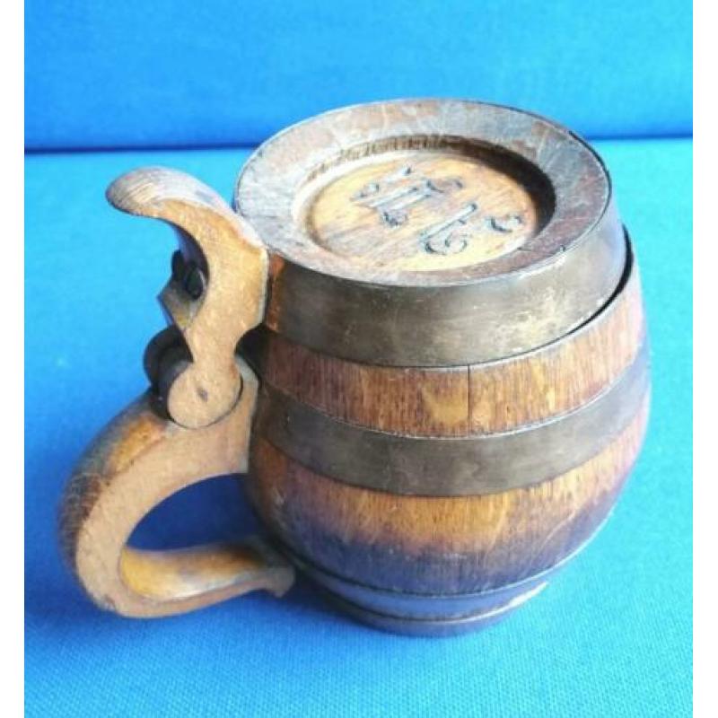 Vintage eiken houten bierpul bier ton met initialen