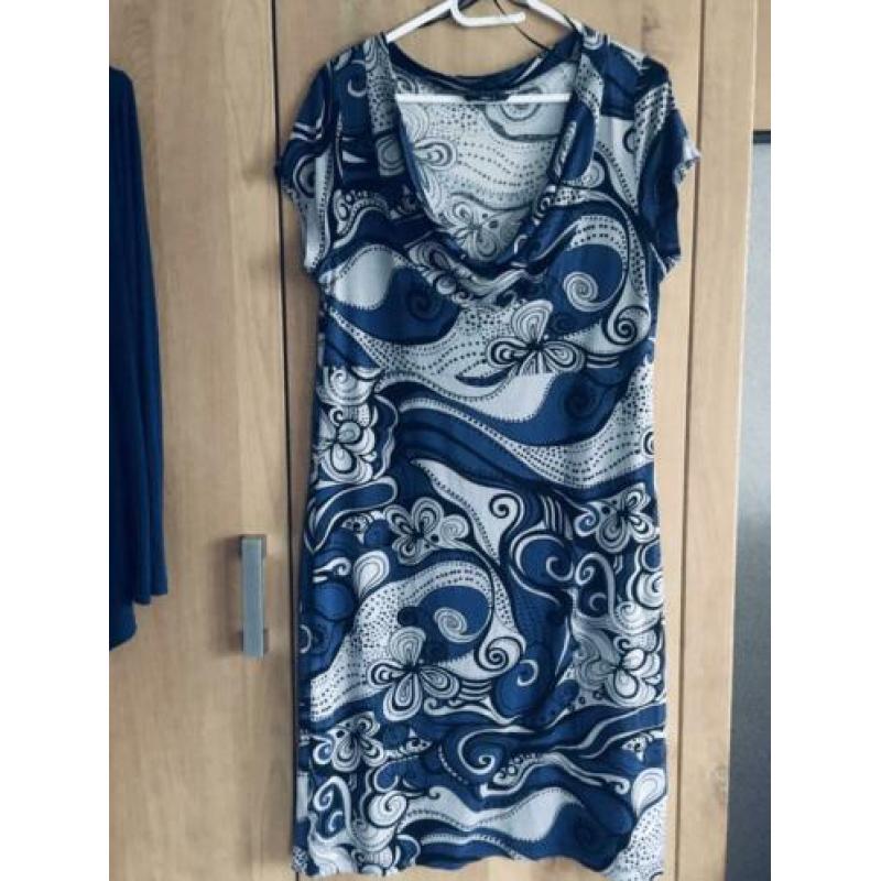 Set Hema jurk + vest blauw met lichtgrijs 42 L