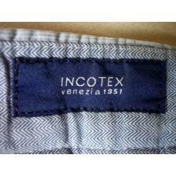 Incotex, zeer luxe herenbroek, blauw ribbelpatroon, maat 52