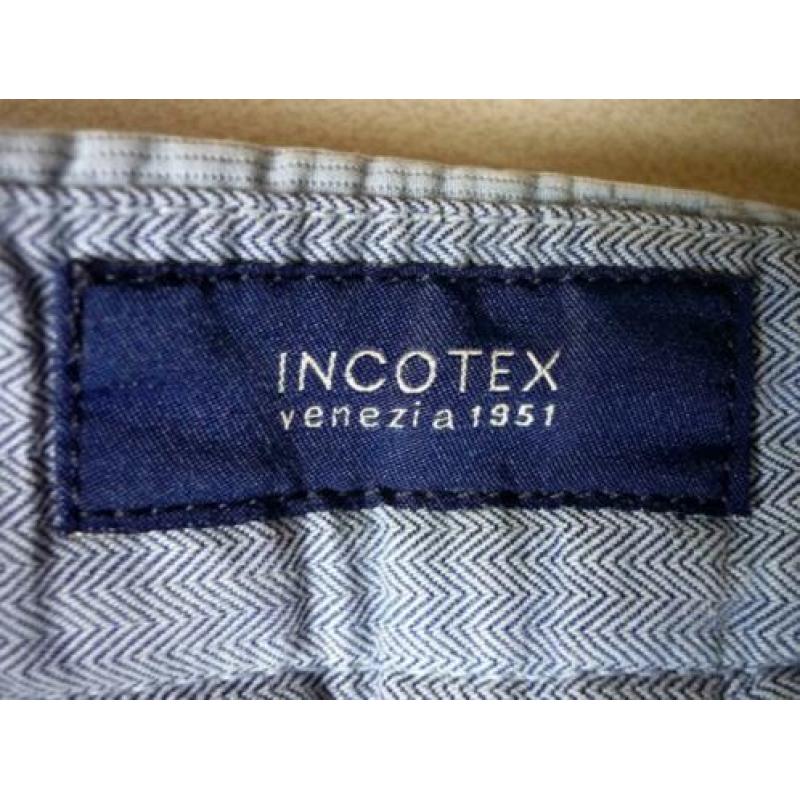 Incotex, zeer luxe herenbroek, blauw ribbelpatroon, maat 52