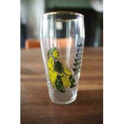 Vijf vintage longdrinkglazen, afbeeldingen diverse culturen