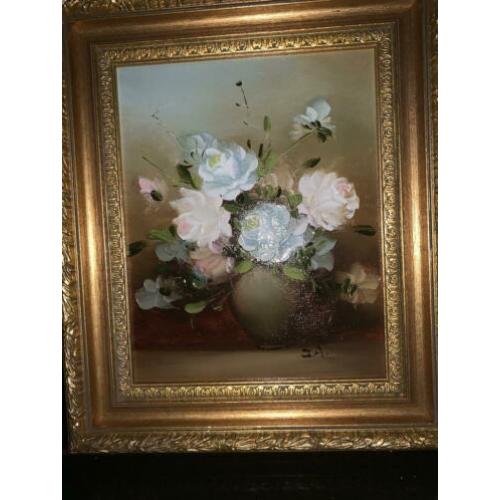Aangeboden Schilderij Stilleven Bloemen