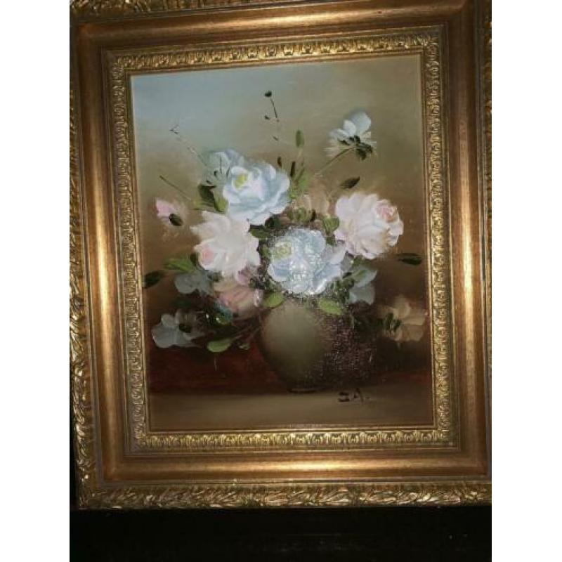 Aangeboden Schilderij Stilleven Bloemen