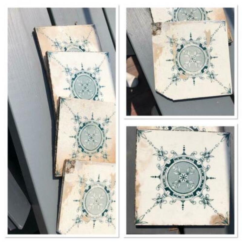 Oude doorleefde decoratie tegeltjes