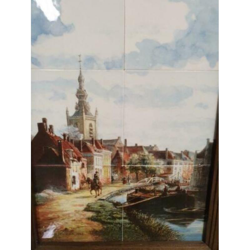 Uitverkoop! ingelijste tegels overschie ca1865!